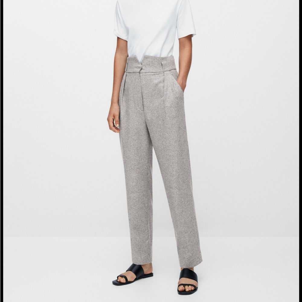Massimo Dutti brand new Wool houndstooth darted trousers size 10 never worn NWT